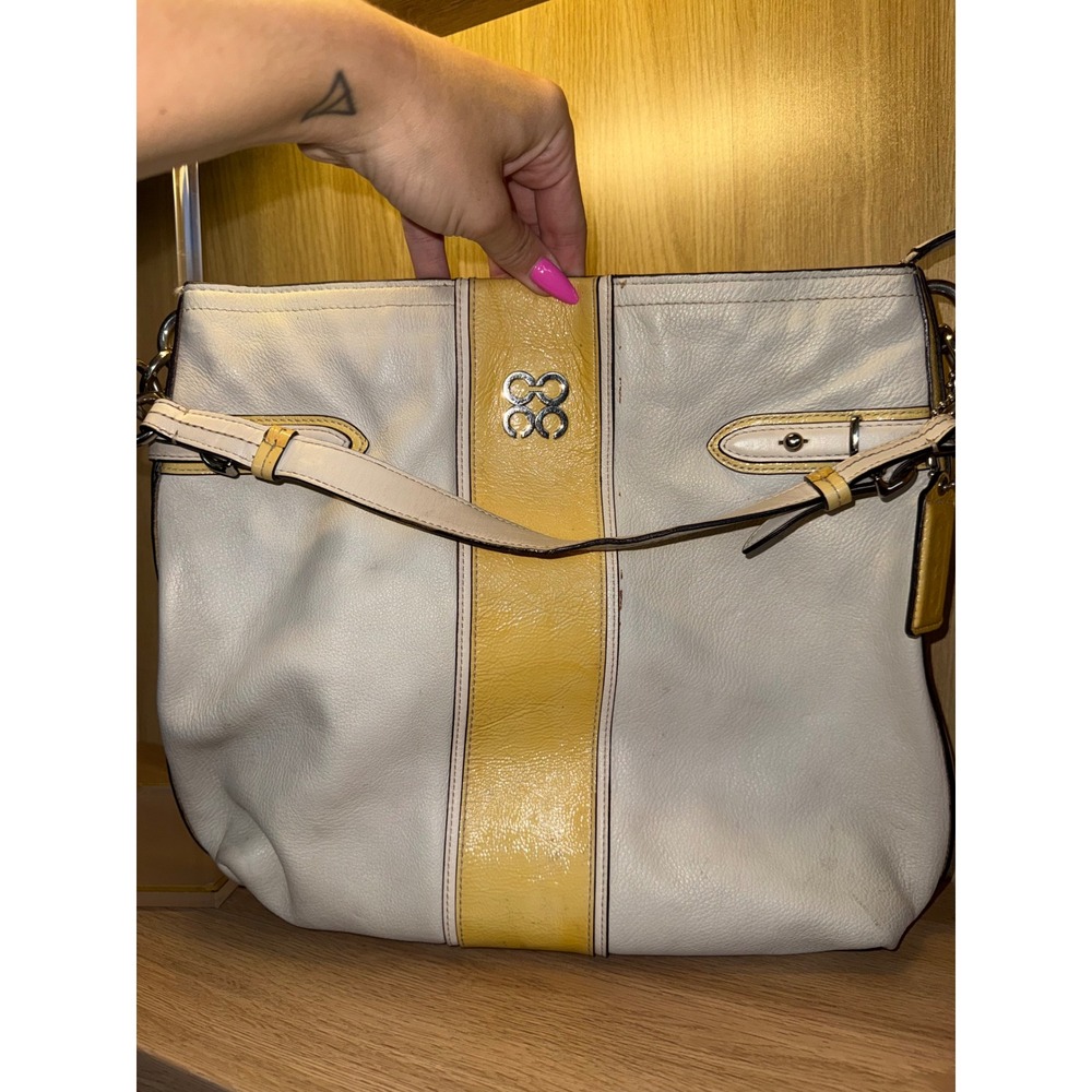 Coach Penelope Cream Yellow Leather Hobo Shoulder Bag 16457